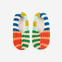 Patchwork Stripe Rib Slippers | Rainbow
