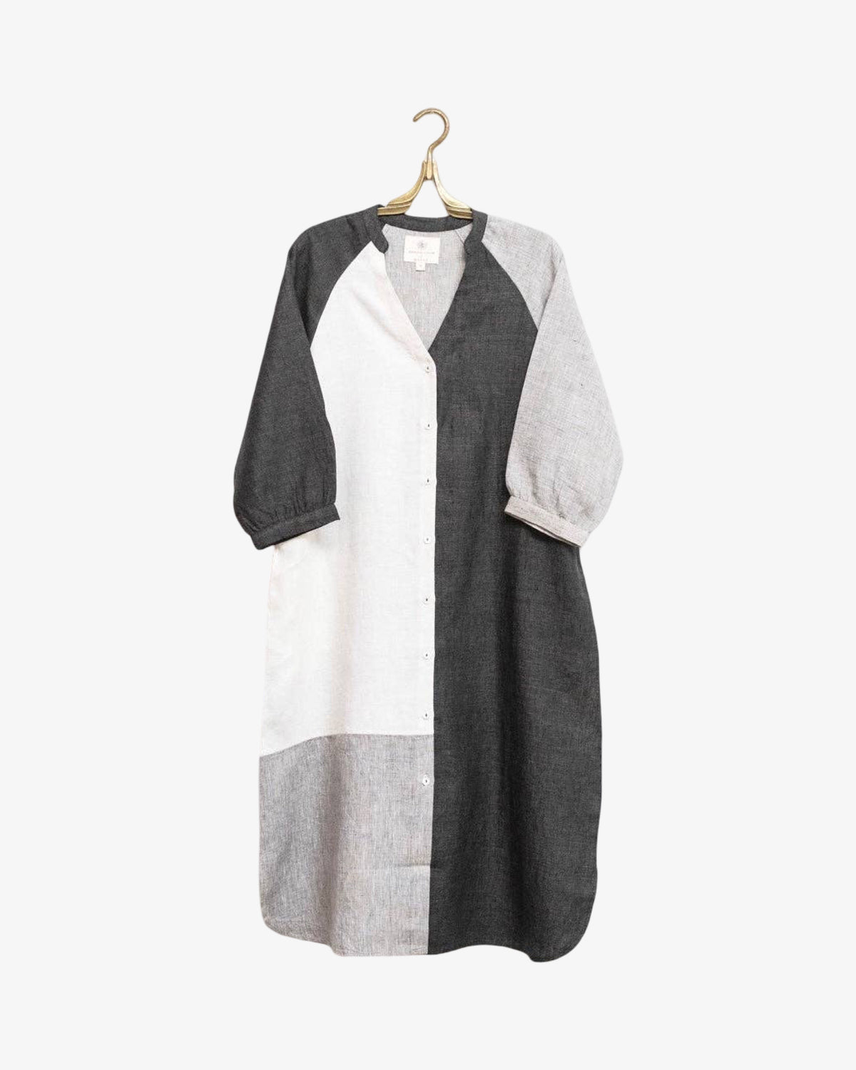 Color Blocked Linen Tunic Dress