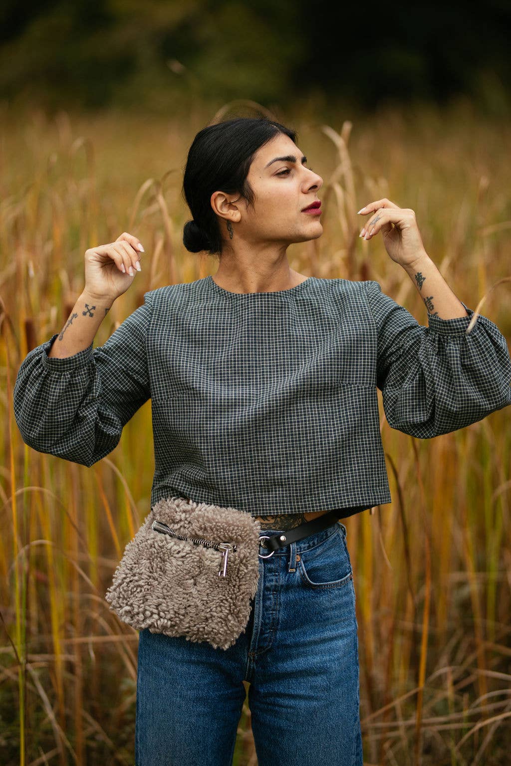 Mushroom Shearling Fanny Pack