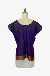 Selvedge Top | Purple Gold Saree