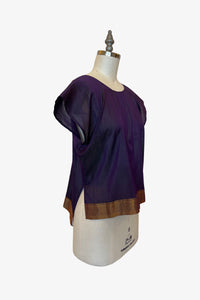 Selvedge Top | Purple Gold Saree