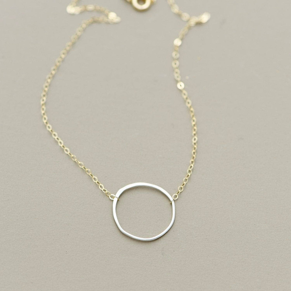 Imperfect Circle Necklace | Sterling on Gold