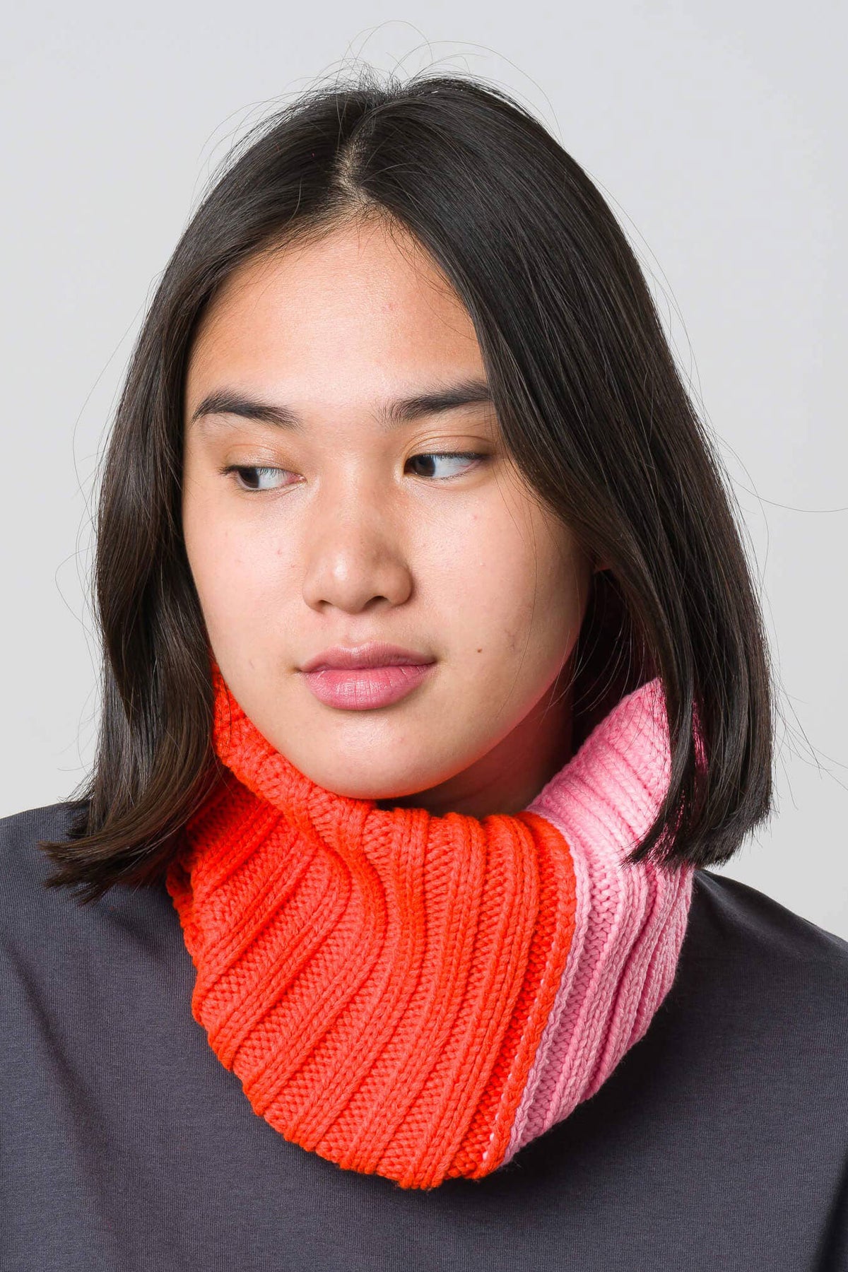 Chunky Colorblock Knit Snood | Pink