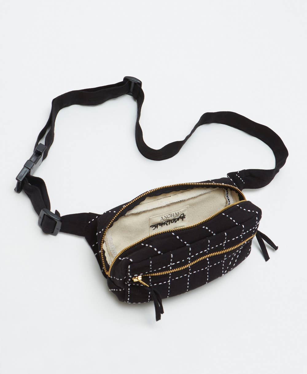 Kantha Crossbody Belt Bag | Charcoal