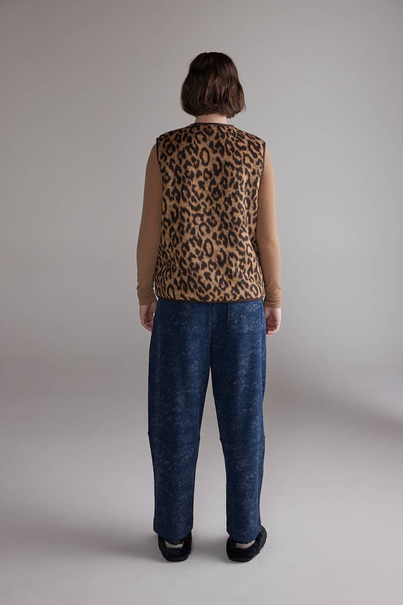 Reversible Teddy Vest | Chocolate/Leopard
