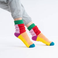 Kaleidoscope Knit House Socks | Peach Red