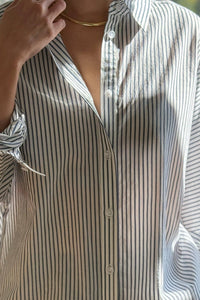 Light Weight Owen Shirt | Denim Stripe On White