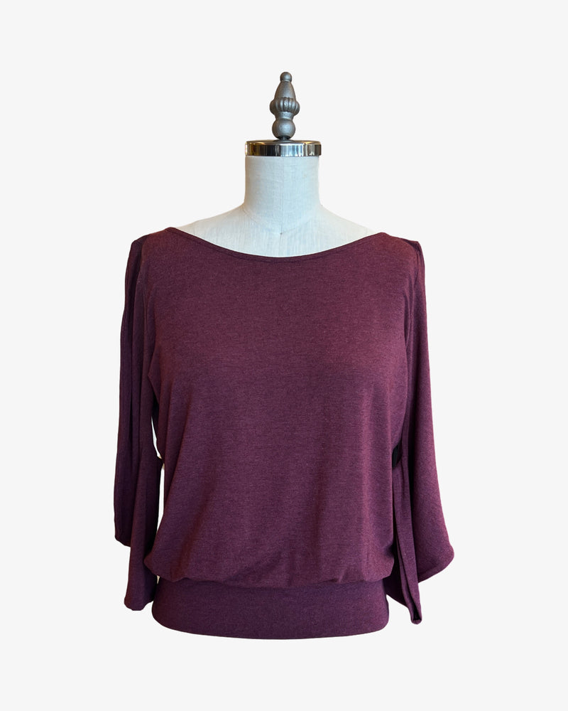 C-Sleeve Banded Top | Merlot Bamboo Jersey