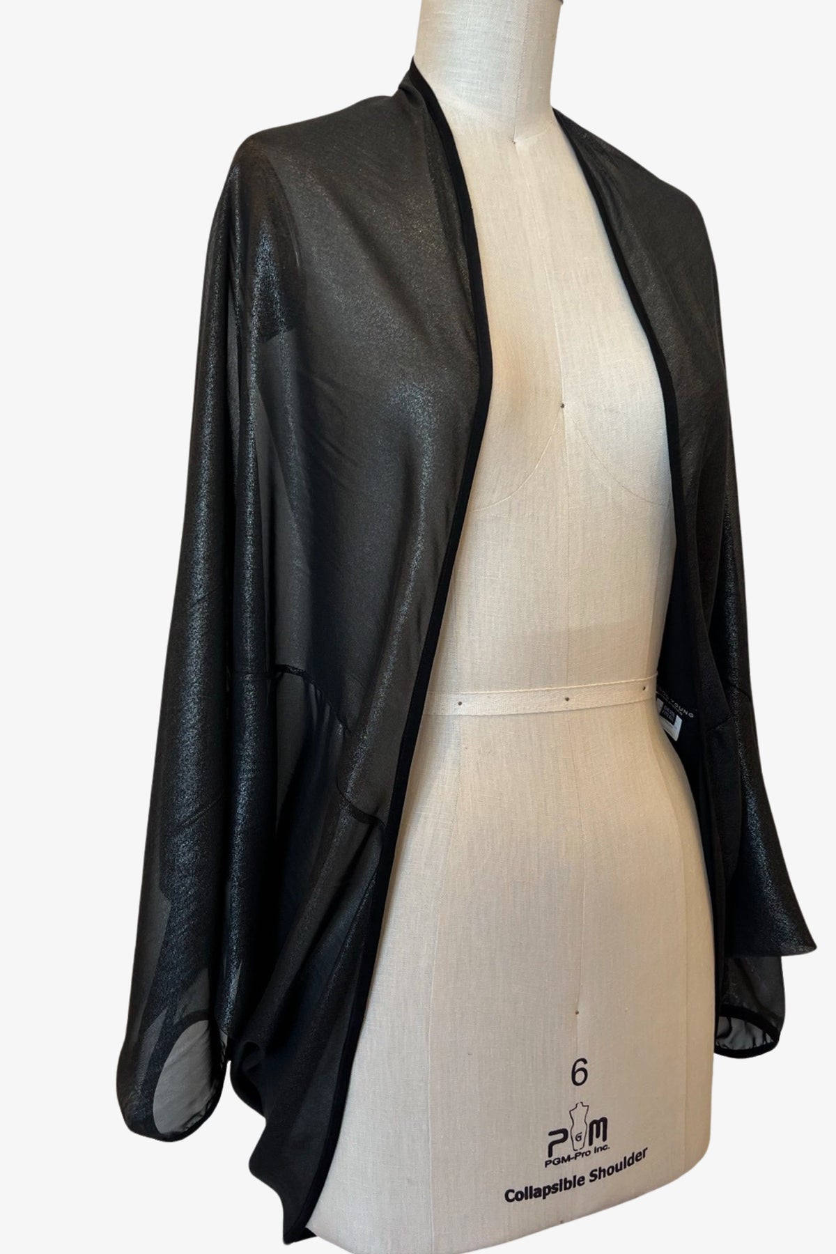 Cocoon Cardigan Wrap | Sheer Black Foil