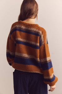 Baby Alpaca Wool Sweater | Amber Navy Stripe