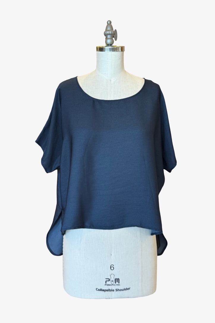 Cropped Easy Tee | Silky Midnight Blue