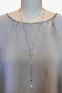 Pearl & Jade Y-Chain Necklace