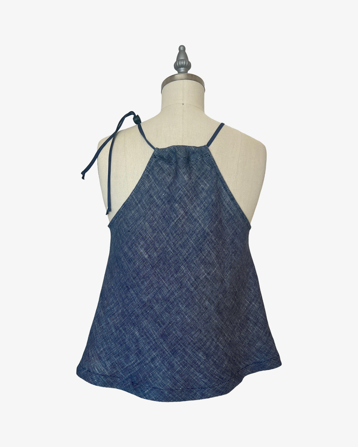 Linen Bias Halter Top | 2-Tone Navy