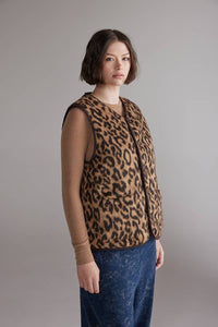 Reversible Teddy Vest | Chocolate/Leopard