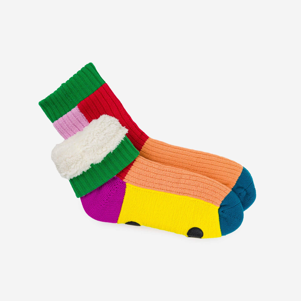 Kaleidoscope Knit House Socks | Peach Red