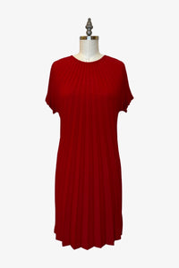 Reversible V-neck Sunburst Dress | Tomato