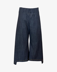 Step Stitch Crop Pants V2 | Striated Denim + Gold