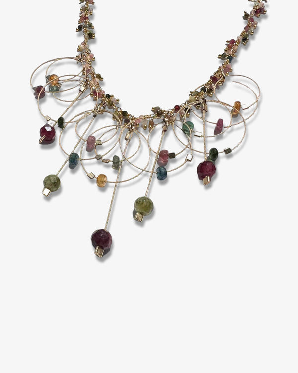 Delightful Caviar Clusters Necklace | Tourmaline/Gold