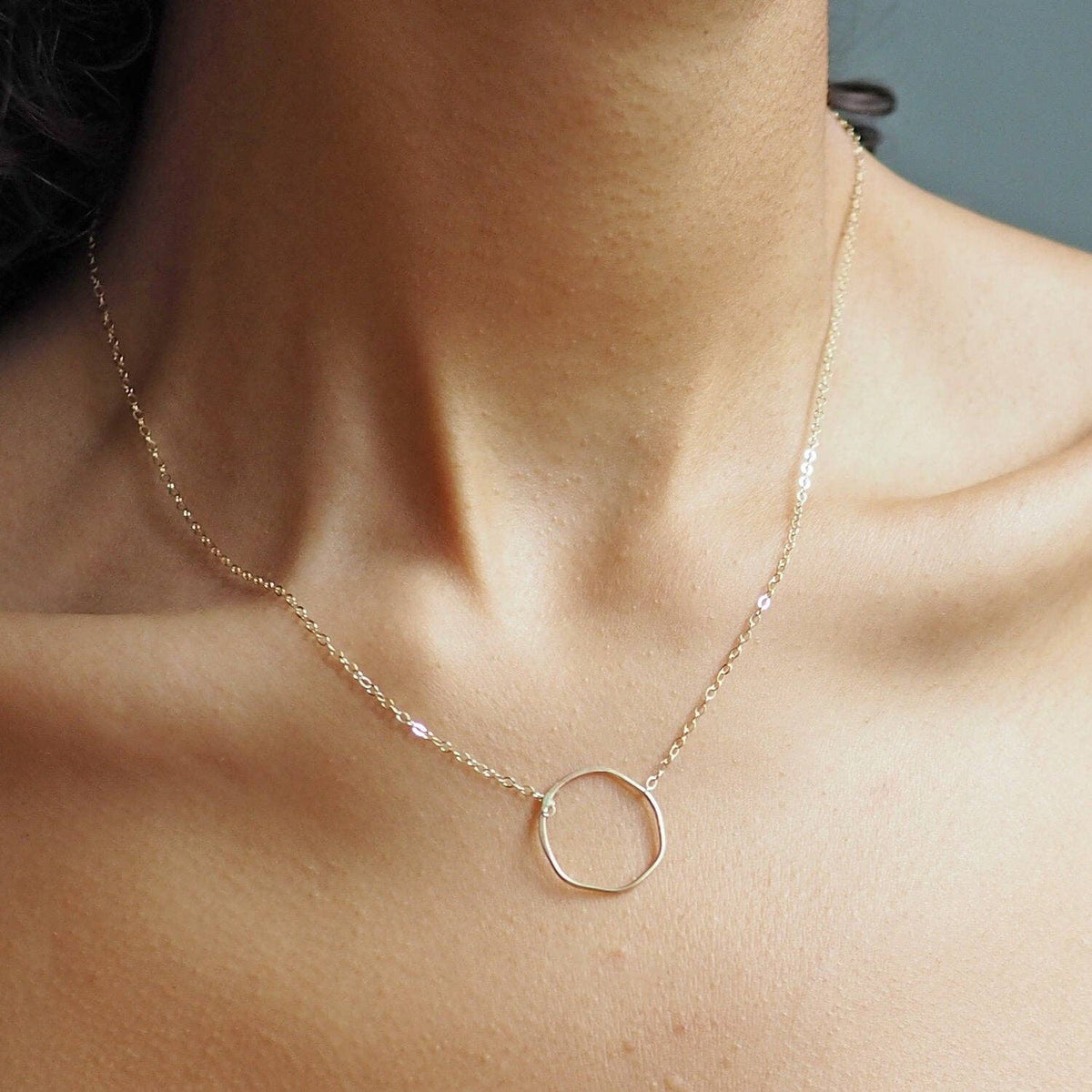 Imperfect Circle Necklace | Sterling on Gold