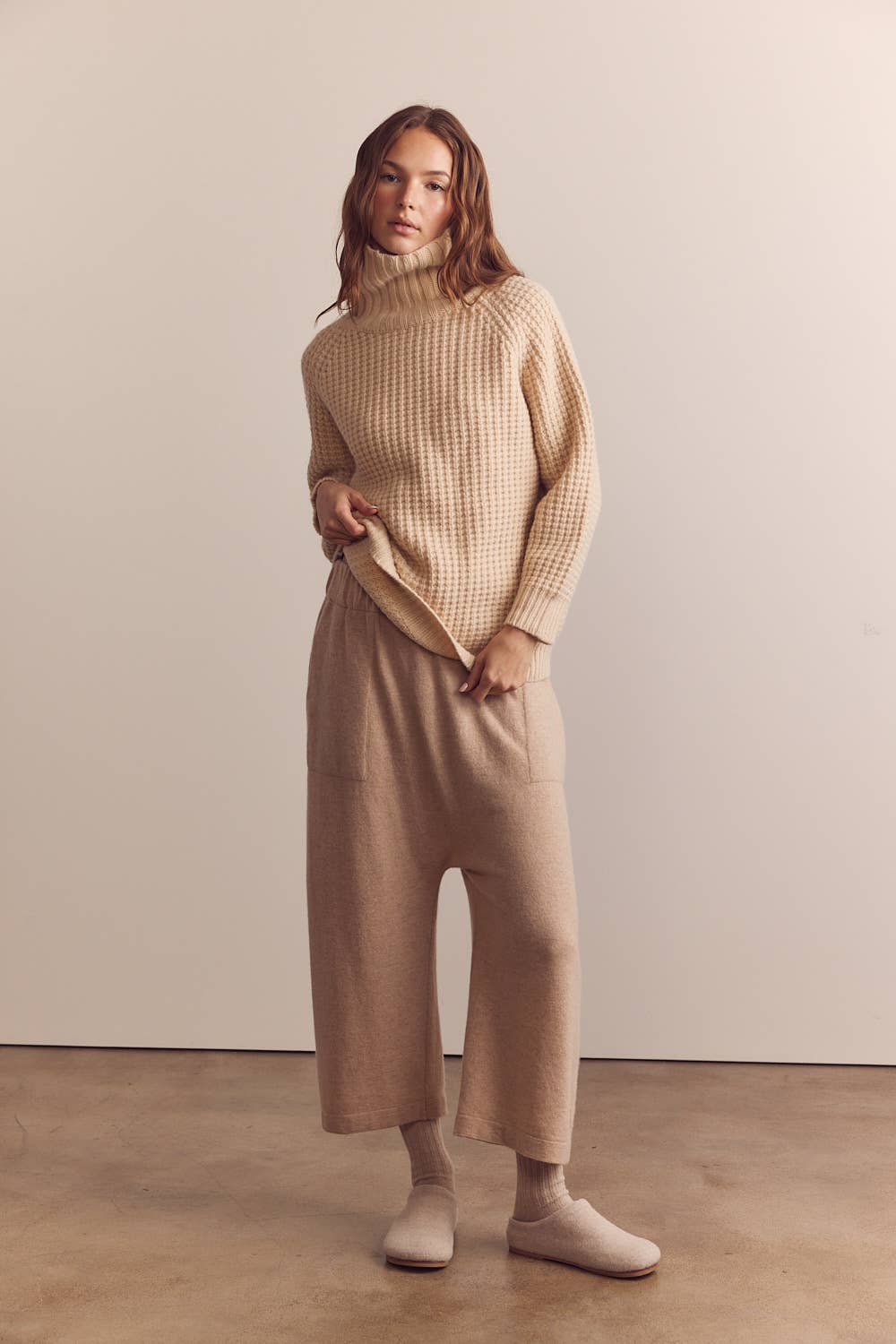 Cashmere Wool Knit Pants | Oatmeal