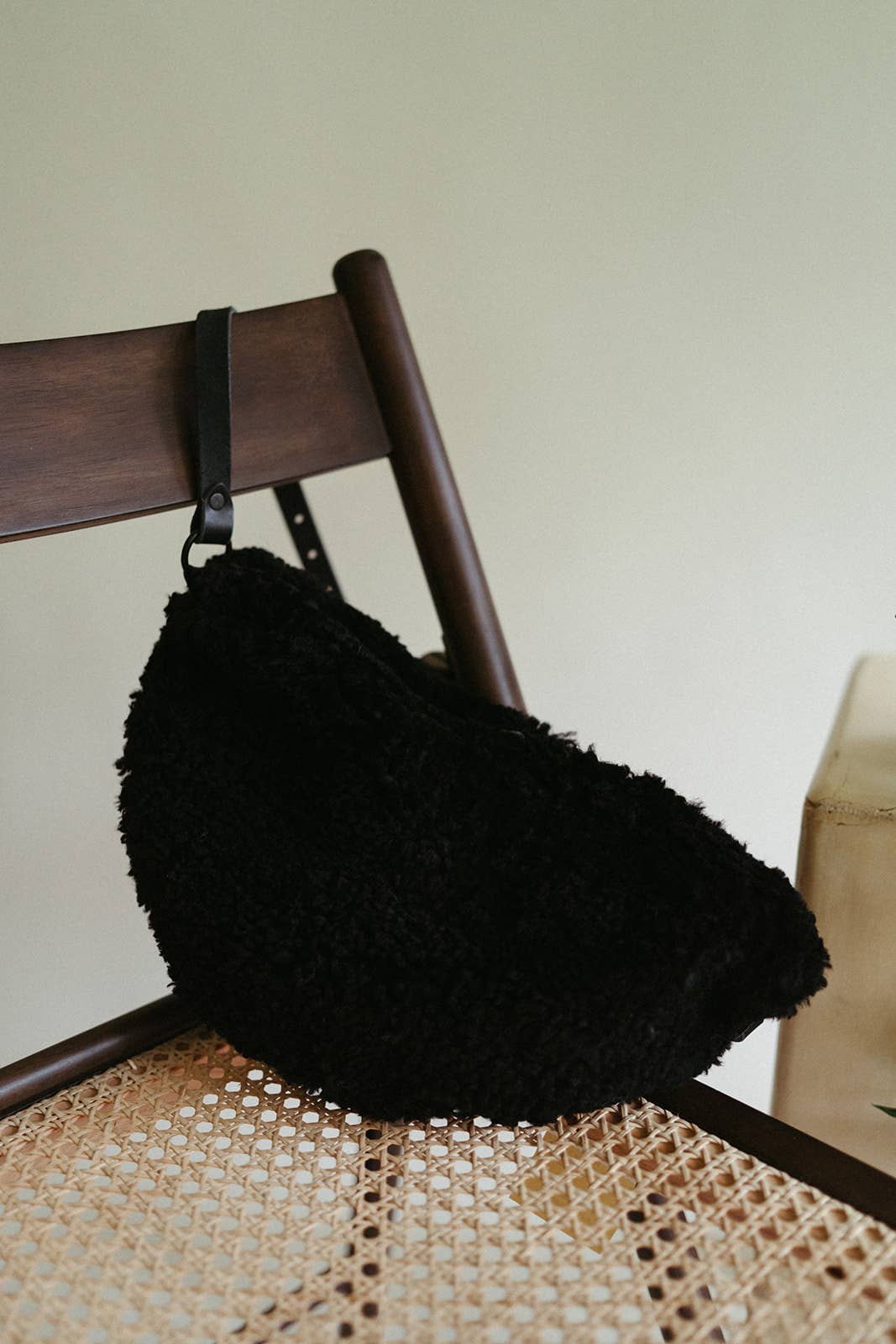 Black Shearling Sling