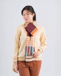 Patchwork Stripe Skinny Scarf | Desert