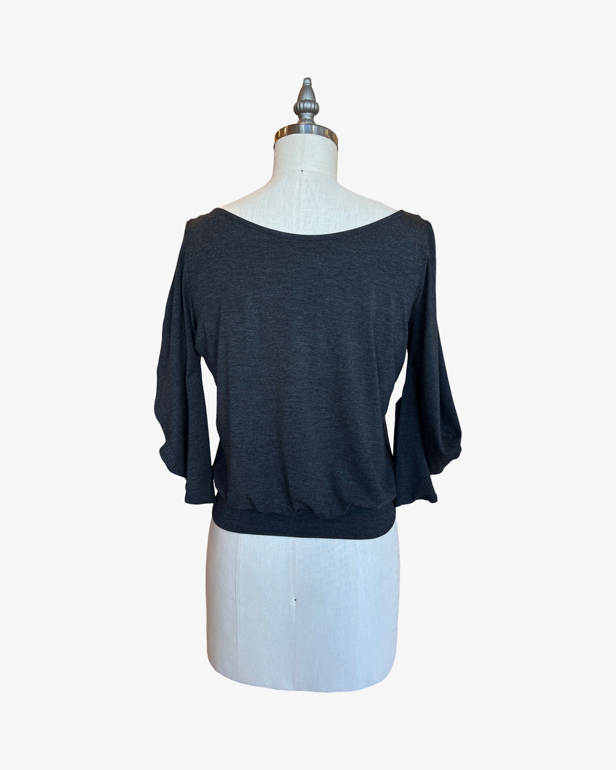 C-Sleeve Banded Top | Charcoal Bamboo Jersey