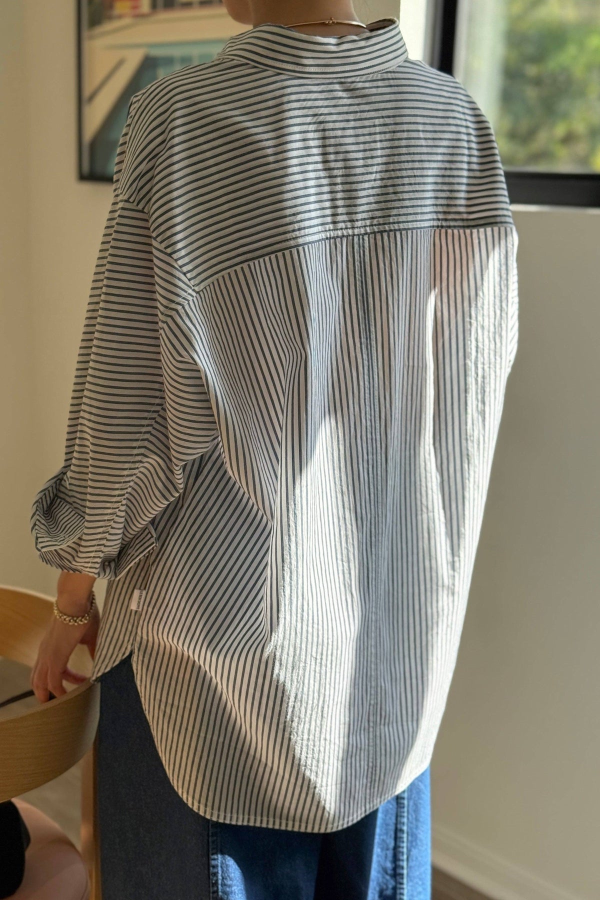 Light Weight Owen Shirt | Denim Stripe On White