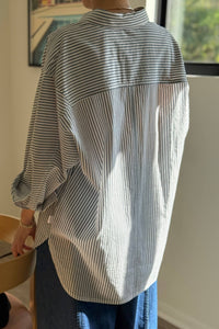 Light Weight Owen Shirt | Denim Stripe On White