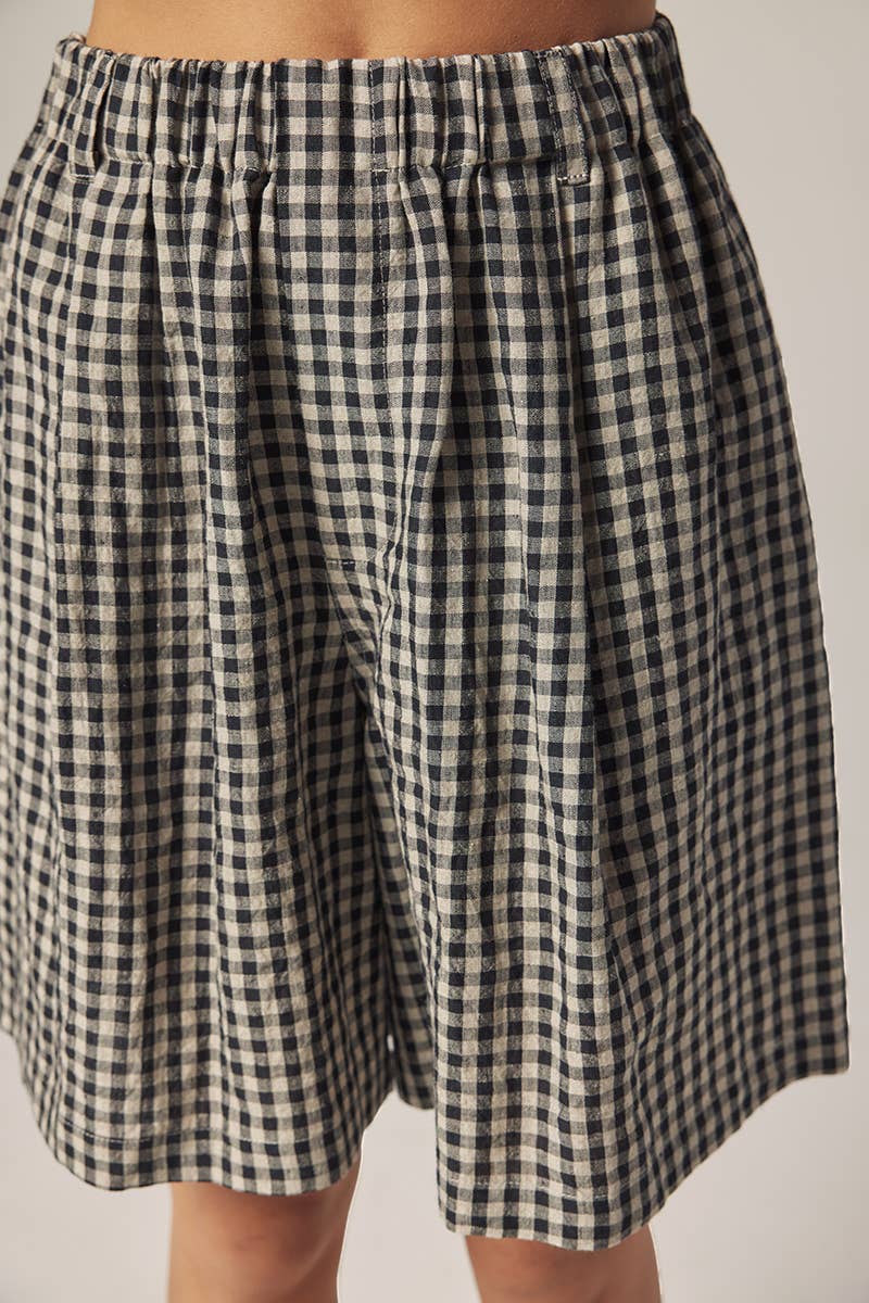 Gingham Easy Shorts | Black/Natural Checkers