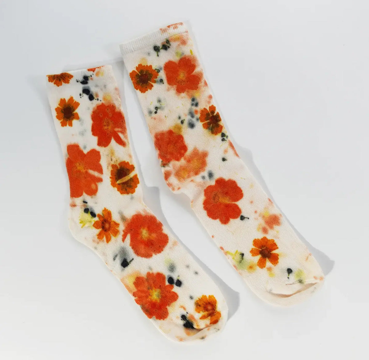 Flower Power Cotton Crew Sock | Cream Floral