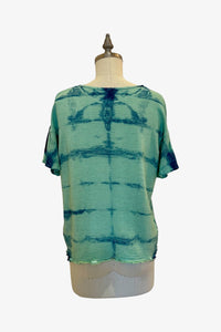 Linen Sara Top | Indigo Mint Tie Dye