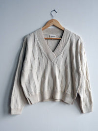 Lilly Chevron V-Neck Sweater | Plaster