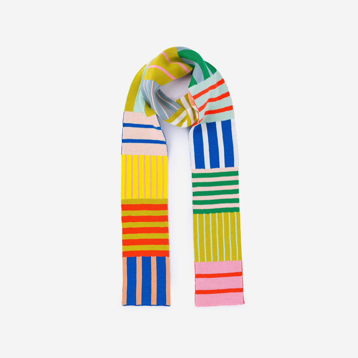 Patchwork Stripe Skinny Scarf | Rainbow