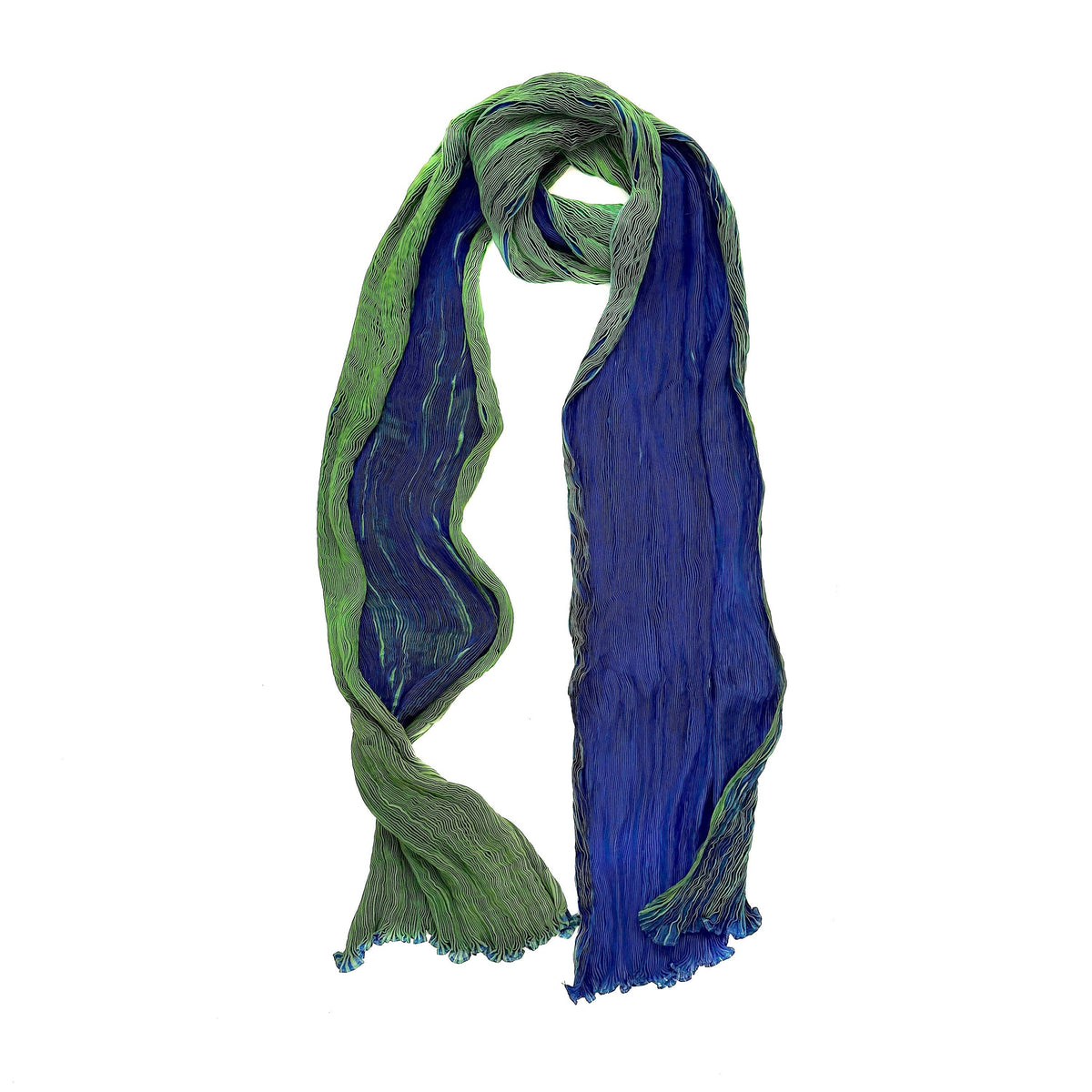 Tie Dyed Silk Scarf | Forest Green+Indigo