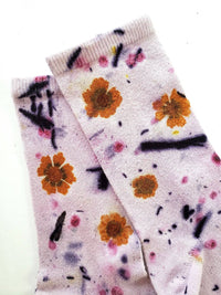 Flower Power Cotton Crew Sock | Cream Floral