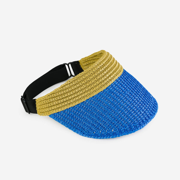 Raffia Visor | Golden Olive Cobalt