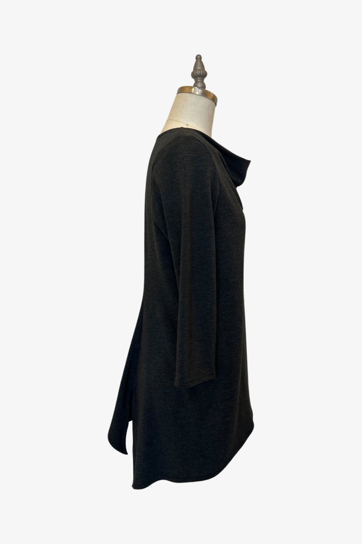 3/4 Sleeve Trapezoid Tunic | Charcoal Fleece