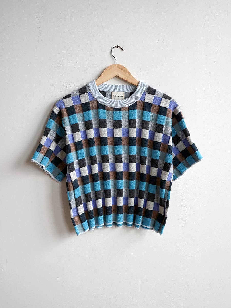 Anni Grid Plaited Tee | Jetstream