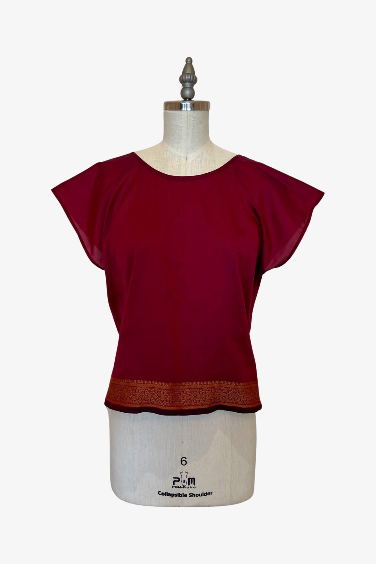 Selvedge Top | Wine Gold Saree