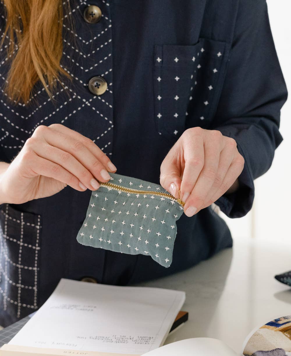 Cross-Stitch Coin Purse | Charcoal