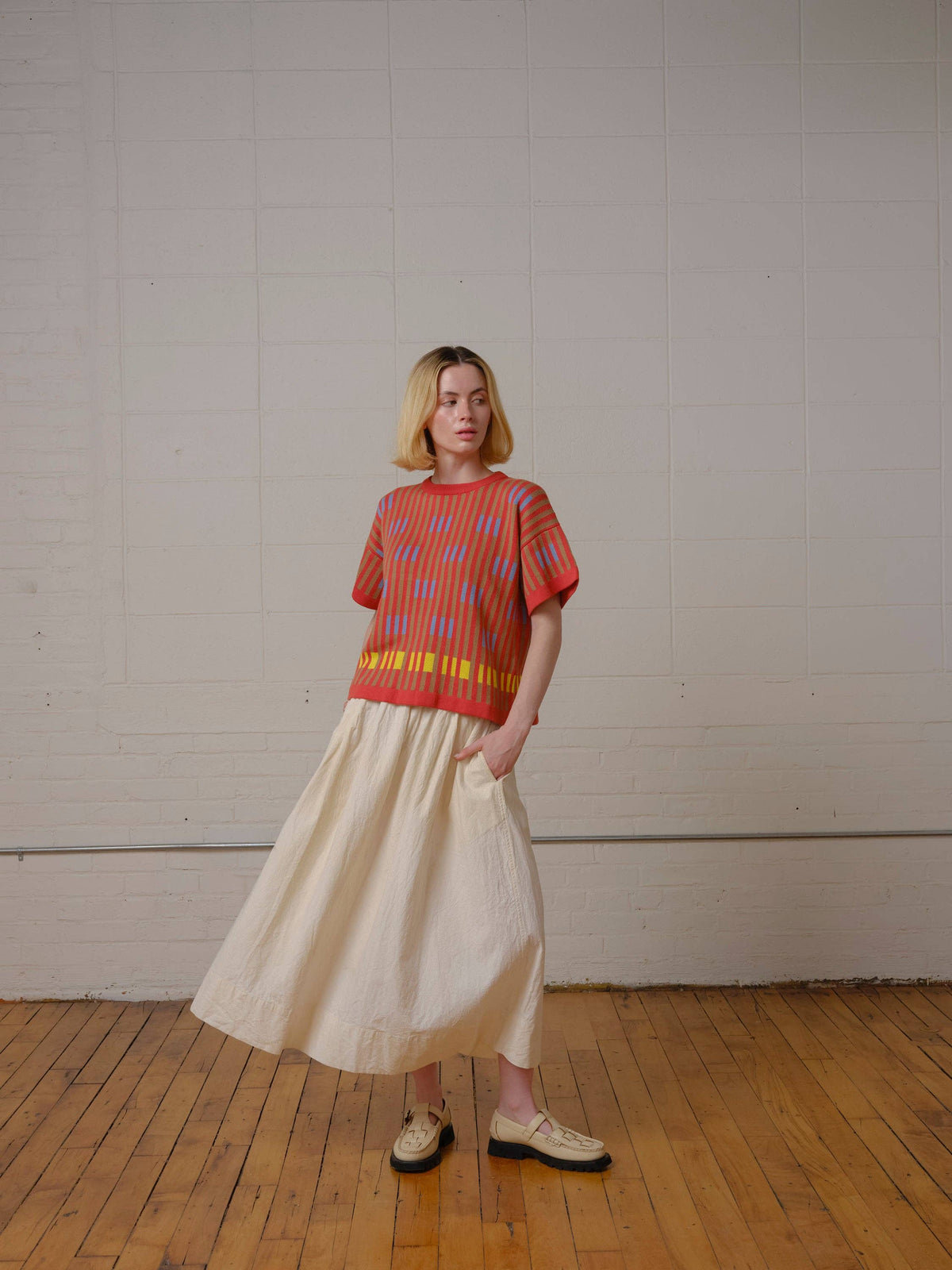 Bauhaus Short Sleeve Sweater Tee | Carnelian