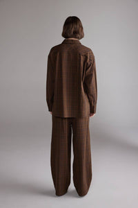 Tie Waist Pants | Brown/Black Plaid