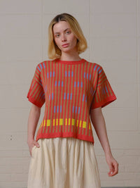 Bauhaus Short Sleeve Sweater Tee | Carnelian