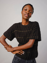 Wiggle Stripe Knit Grid Tee | Pleiades