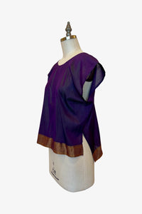 Selvedge Top | Purple Gold Saree