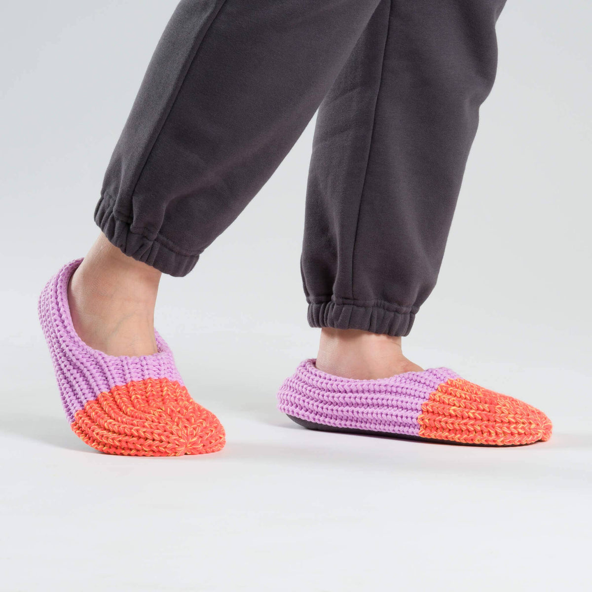 Colorblock Knit Slippers| Poppy Lilac