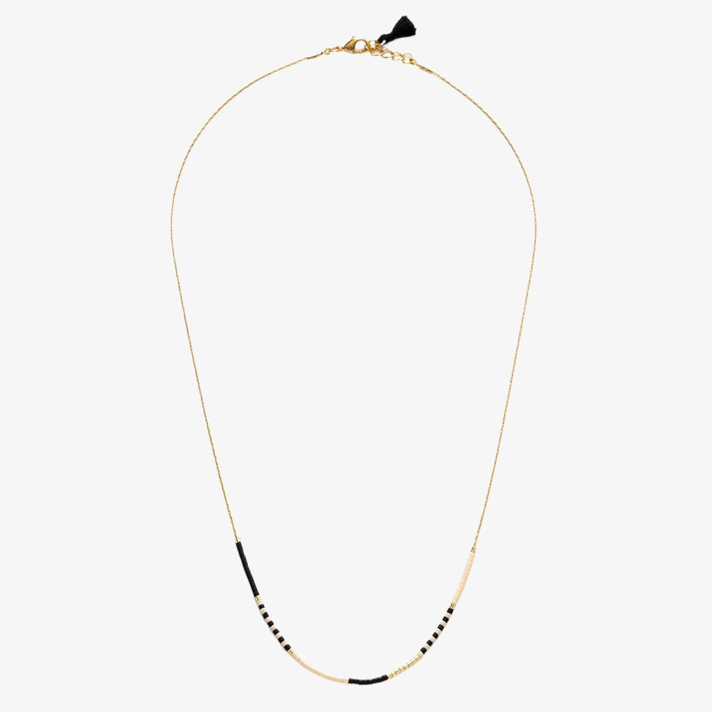 Japanese Seed Bead Necklace | Black & Bone