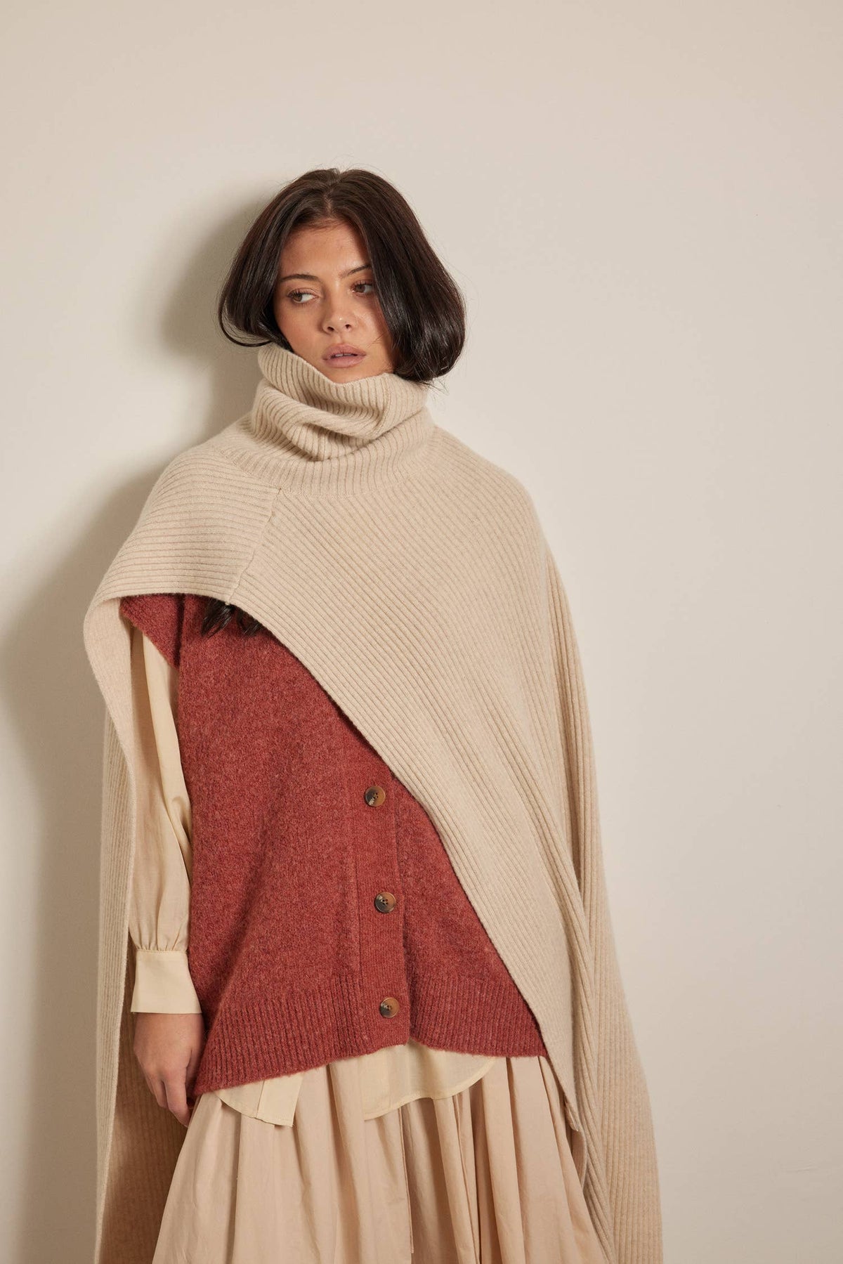 Wool Cashmere Turtleneck Tunic | Oatmeal