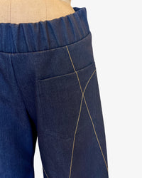 Scribble Step Stitch Pants V2 | Indigo Denim+Gold